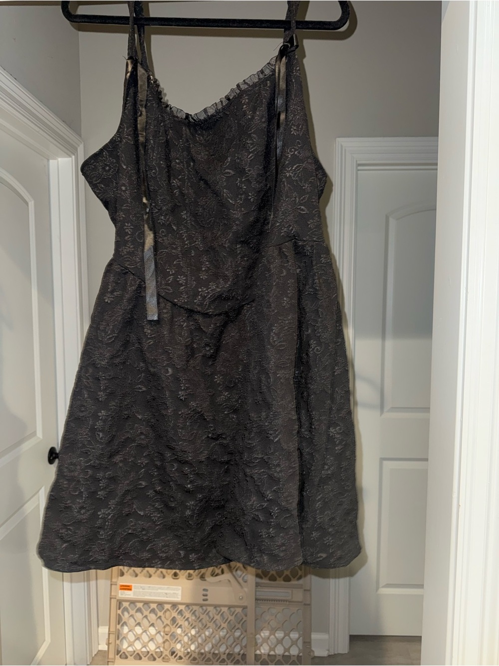 SHEIN Black Lace Mini Slip Dress with Tie Straps